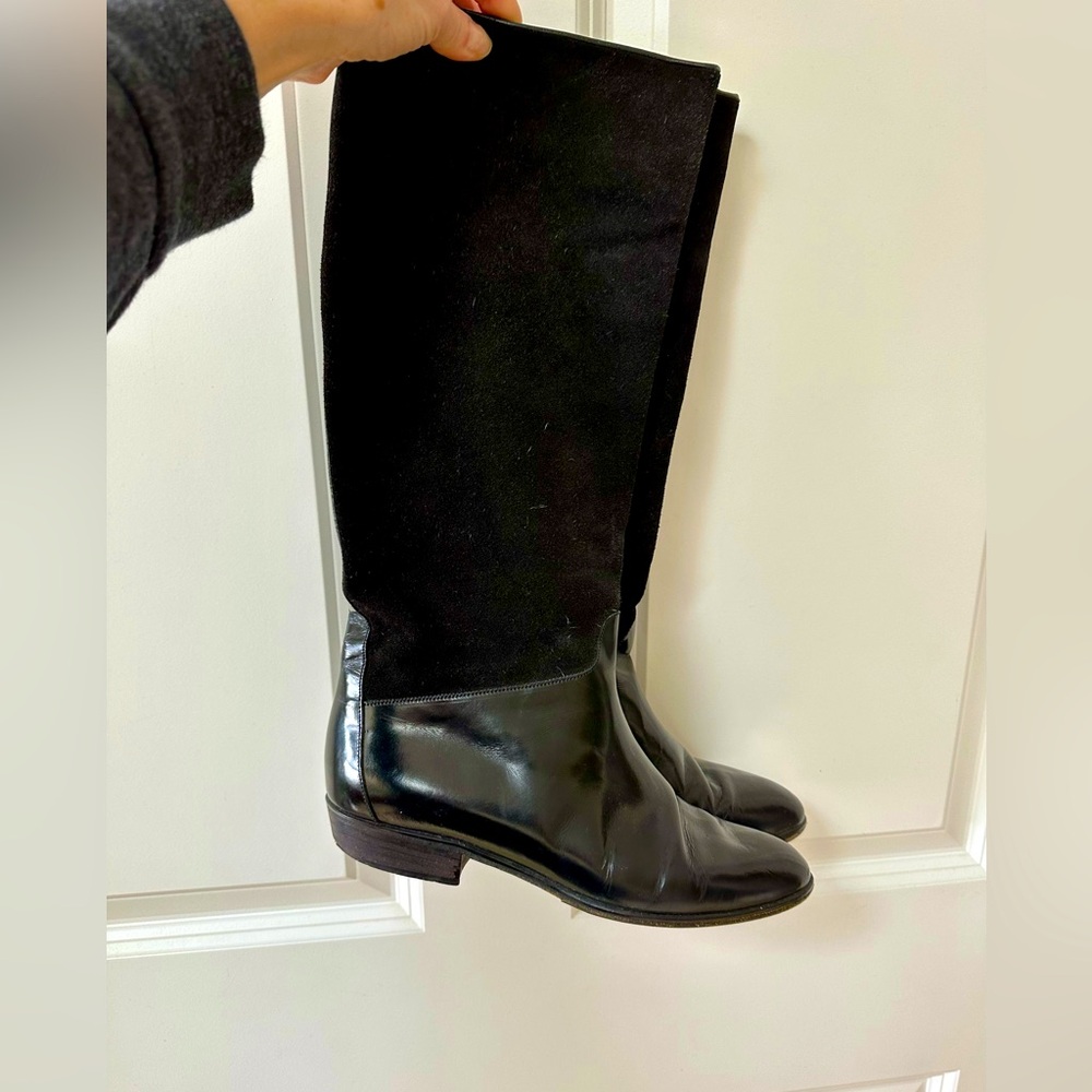 Roberto Vianni for Neiman Marcus Black suede and leather Vintage boots Sz. 6 1/2